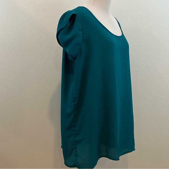 Zenobie | Teal Split Sleeve & Back Blouse - Picture 2 of 9